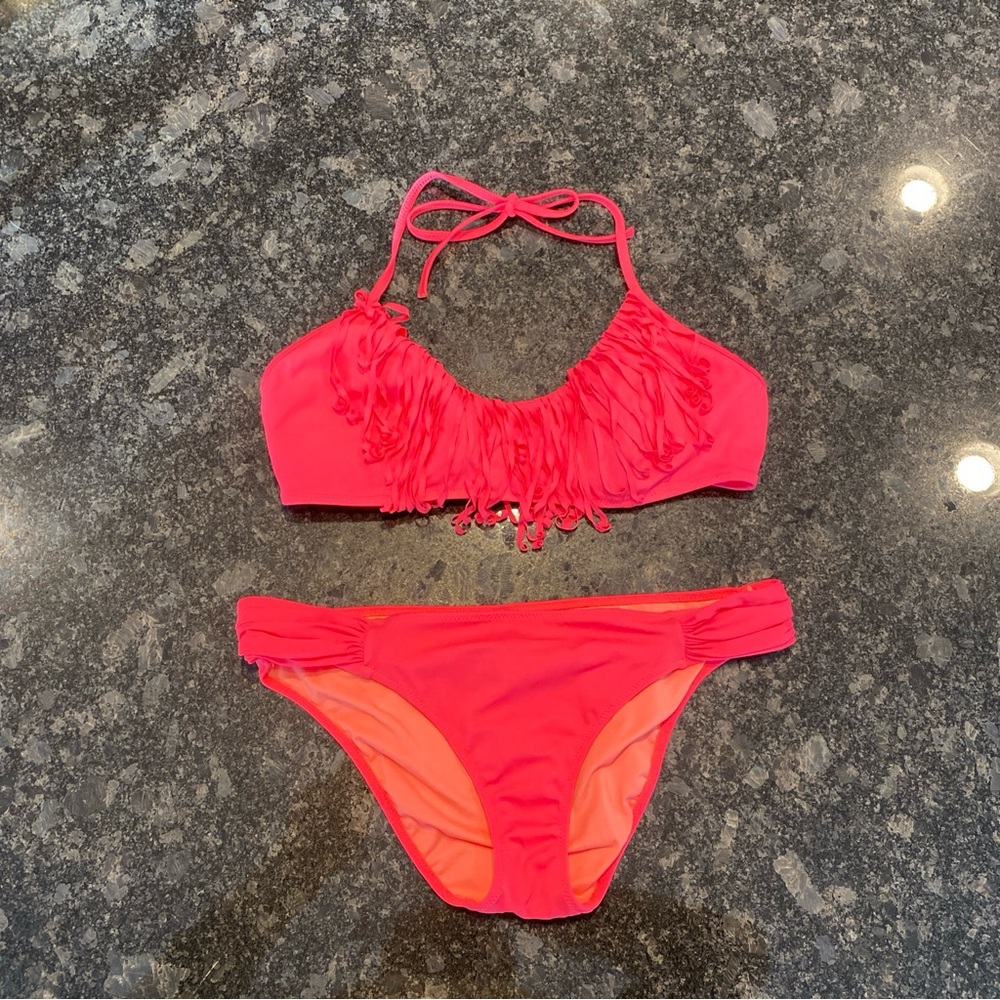 Victoria’s Secret Bikini Set Pink Padded 2 Pieces Medium Large Swim M/L READ